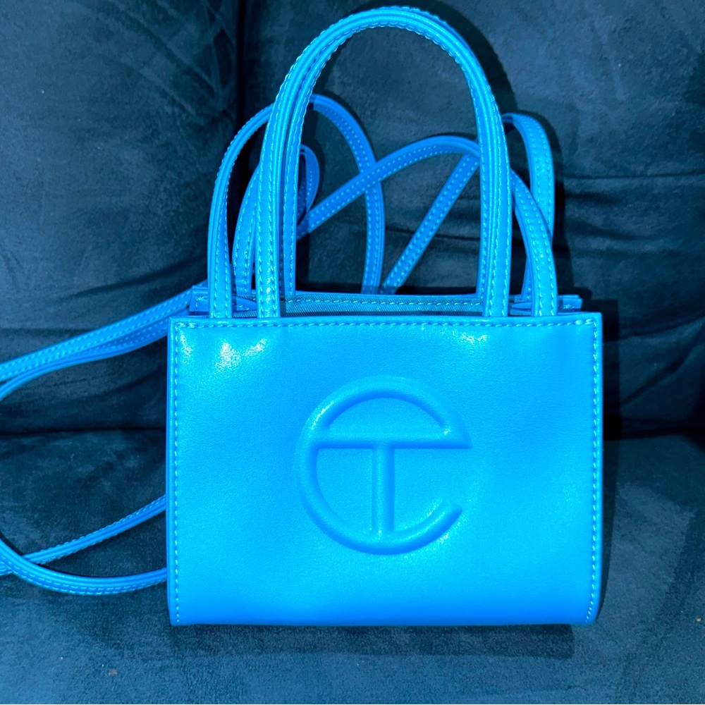 Small Cyan Blue Telfar Shopping Bag
